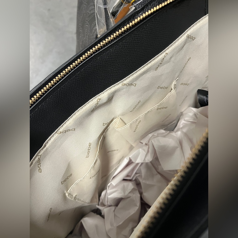 Bebe Tote Bag Laptop bag with Pouch Signature Monogram Black Pink NWT - Picture 7 of 8